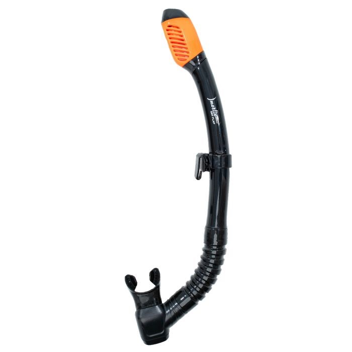 Трубка для дайвинга Marlin Dry Flap Black/Orange (изогнутая гофра) 0595046589 - фото 32249